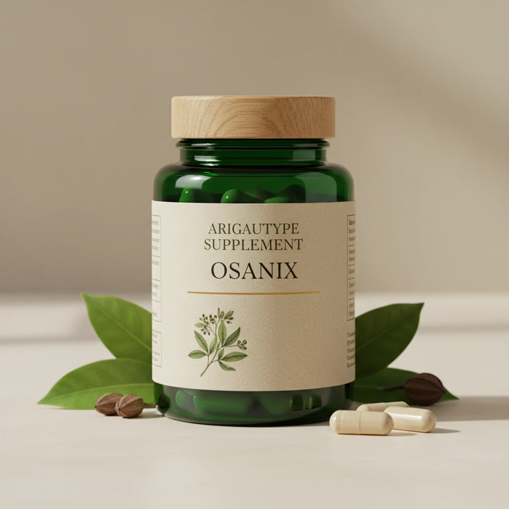 Osanix voedingssupplement pot met paarse dop en wit etiket